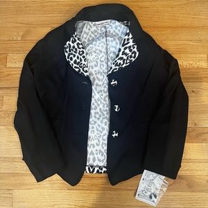 Black and leopard David Benjamin jacket and skirt set